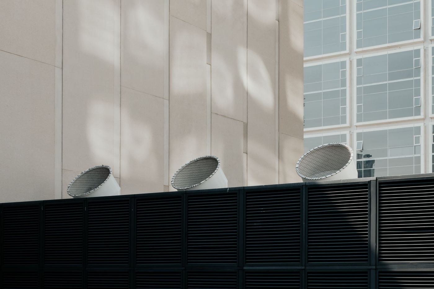 Exhaust vents on the roof of a commercial building