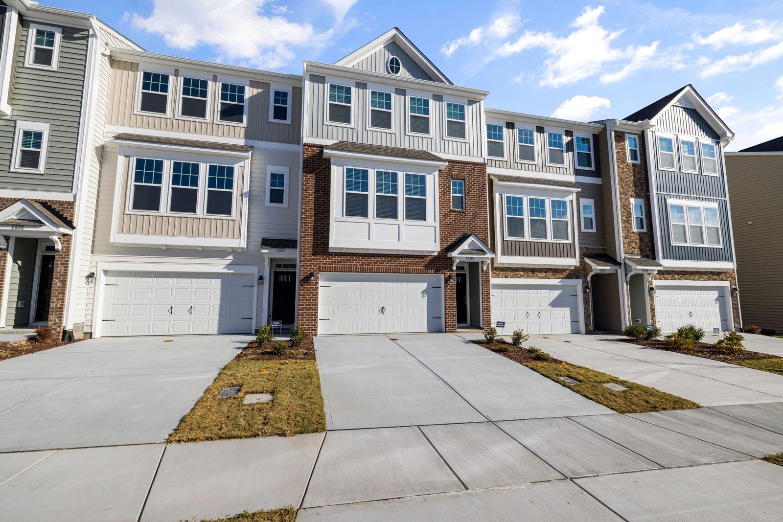 Row of townhomes with garages